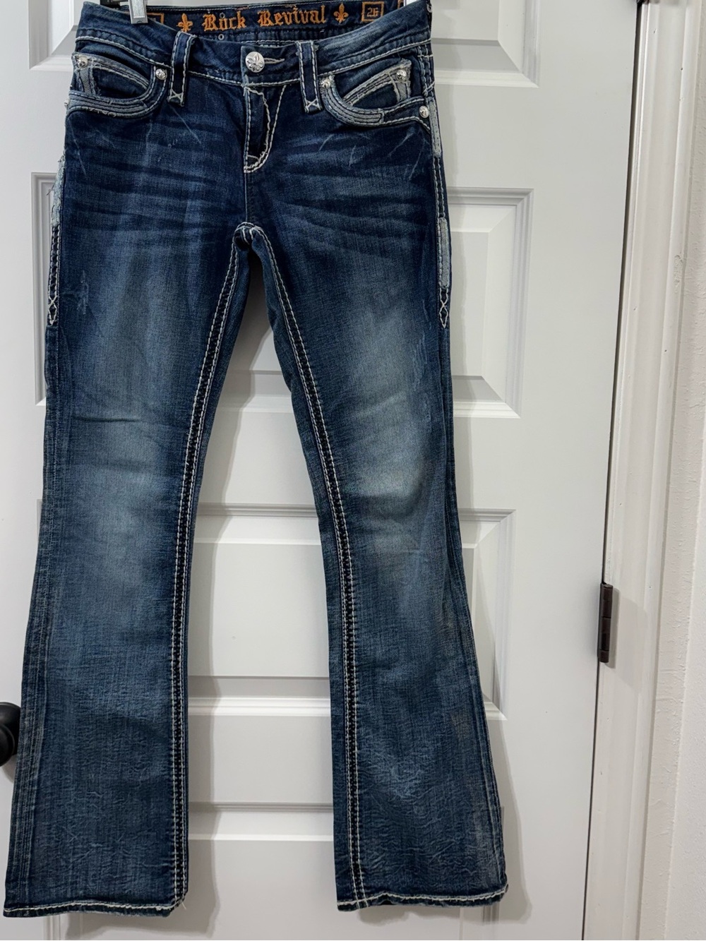 Rock Revival Johanna Bootcut Women's Dark Indigo Size 26 Thick stitch